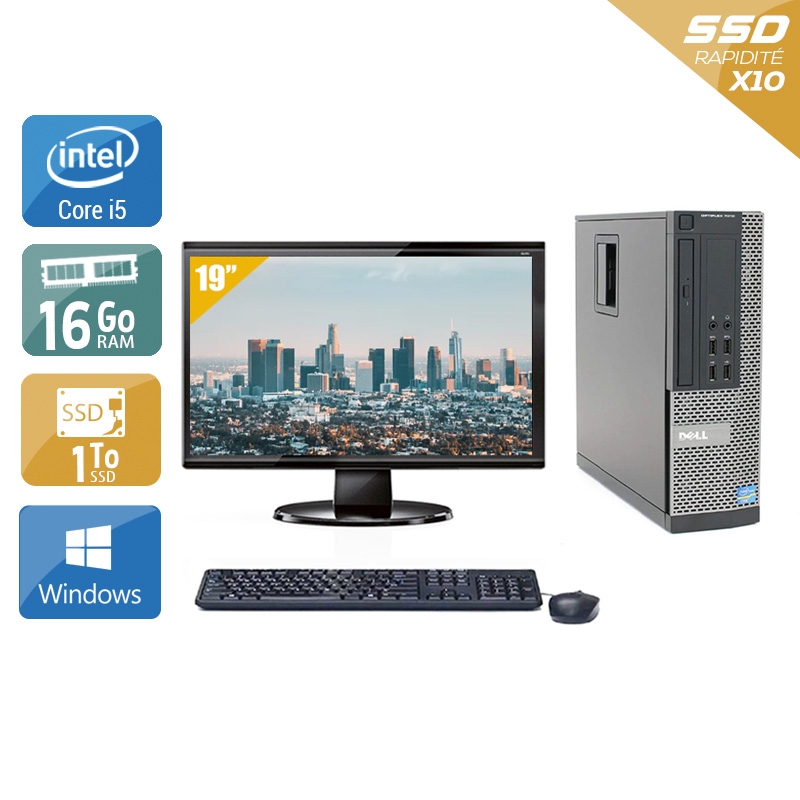 Dell Optiplex 9020 SFF i5 avec Écran 19 pouces 16Go RAM 1To SSD Windows 10