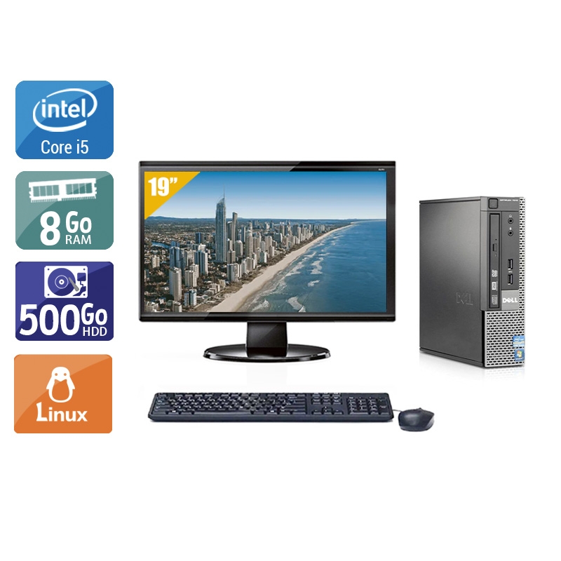 Dell Optiplex 9020 USDT i5 avec Écran 19 pouces 8Go RAM 500Go HDD Linux