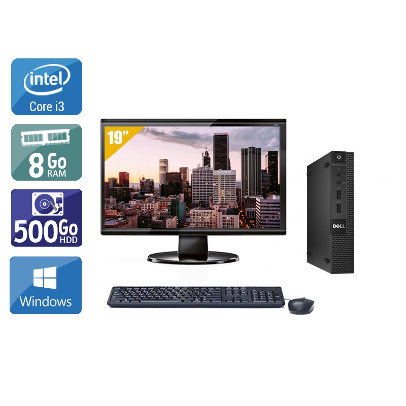 Dell Optiplex 9020M USDT i3 avec Écran 19 pouces 8Go RAM 500Go HDD Windows 10