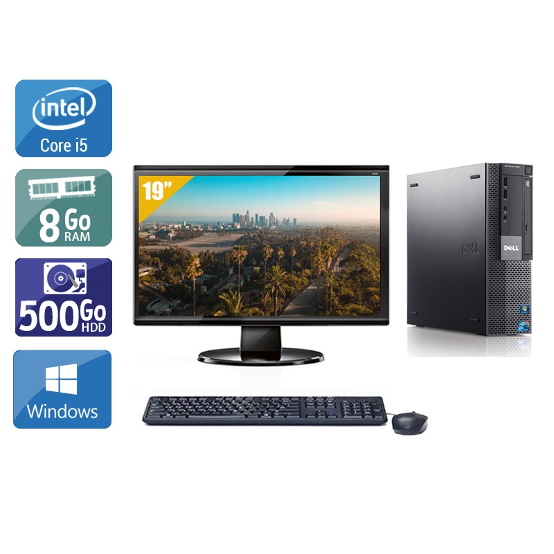 Dell Optiplex 980 Desktop i5 avec Écran 19 pouces 8Go RAM 500Go HDD Windows 10