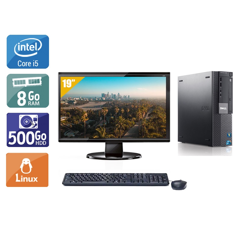 Dell Optiplex 980 Desktop i5 avec Écran 19 pouces 8Go RAM 500Go HDD Linux