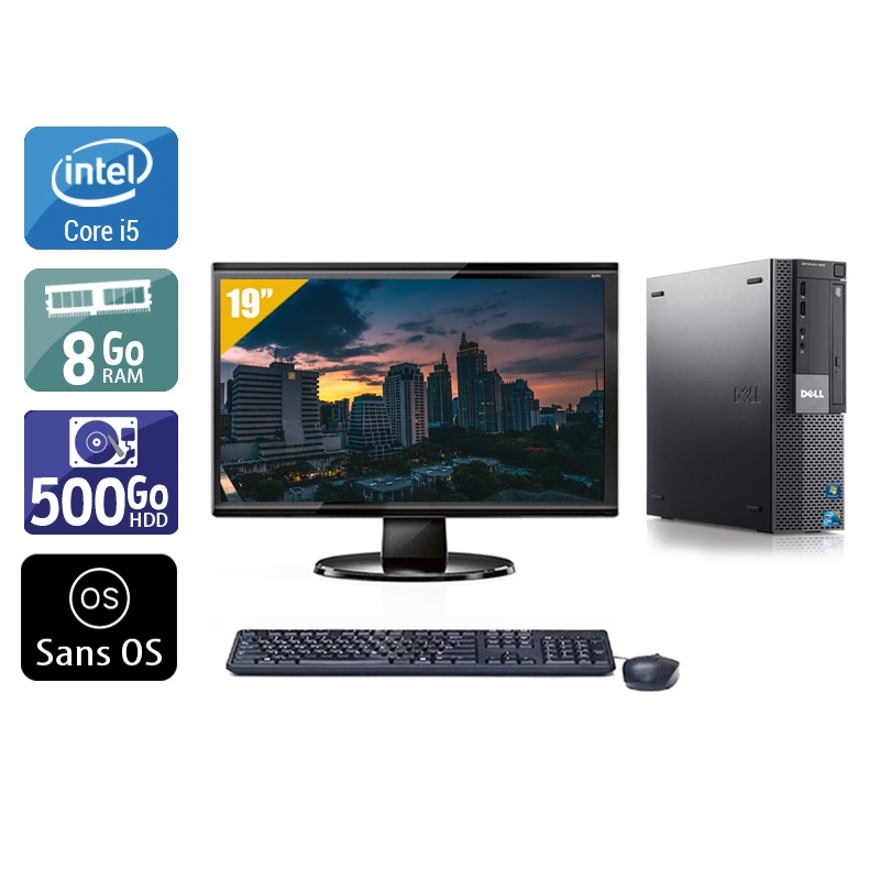 Dell Optiplex 980 SFF i5 avec Écran 19 pouces 8Go RAM 500Go HDD Sans OS