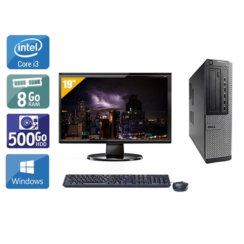 Dell Optiplex 990 Desktop i3 avec Écran 19 pouces 8Go RAM 500Go HDD Windows 10