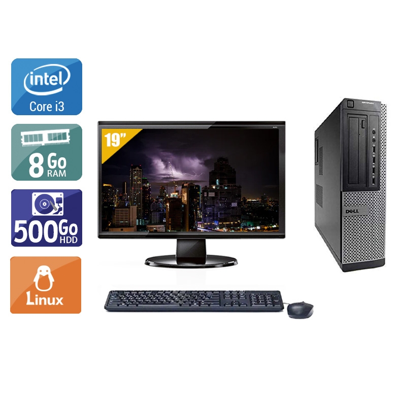 Dell Optiplex 990 Desktop i3 avec Écran 19 pouces 8Go RAM 500Go HDD Linux