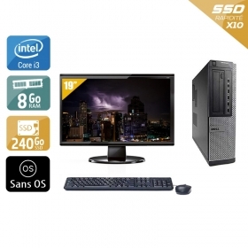 Dell Optiplex 990 Desktop i3 avec Écran 19 pouces 8Go RAM 240Go SSD Sans OS