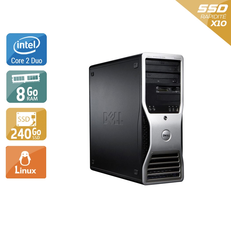 Dell Précision T3400 Tower Core 2 Duo 8Go RAM 240Go SSD Linux
