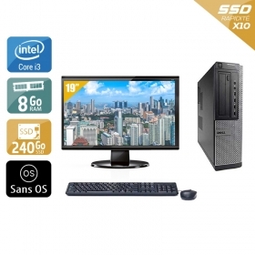 Dell Optiplex 9010 Desktop i3 avec Écran 19 pouces 8Go RAM 240Go SSD Sans OS