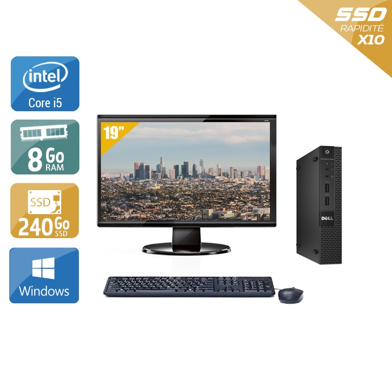 Dell Optiplex 9020M USDT i5 avec Écran 19 pouces 8Go RAM 240Go SSD Windows 10