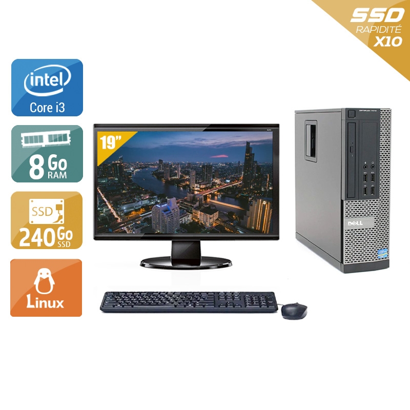 Dell Optiplex 990 SFF i3 avec Écran 19 pouces 8Go RAM 240Go SSD Linux