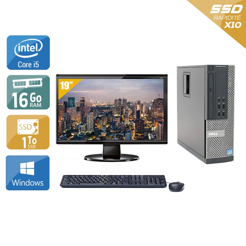 Dell Optiplex 990 SFF i5 avec Écran 19 pouces 16Go RAM 1To SSD Windows 10