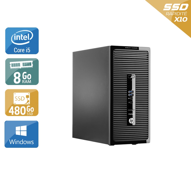 HP ProDesk 400 G2 Tower i5 - 8Go RAM 480Go SSD Windows 10  Très bon étatOccasion certifiée reconditionnée Bon état -  reconditionné disponible sur Kiatoo