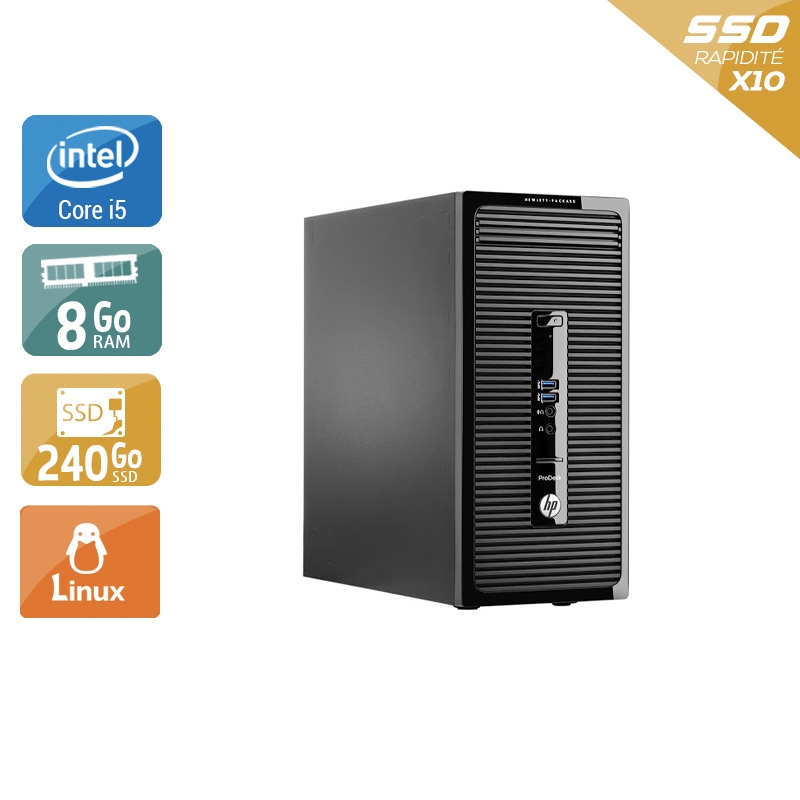 HP ProDesk 400 G2 Tower i5 8Go RAM 240Go SSD Linux