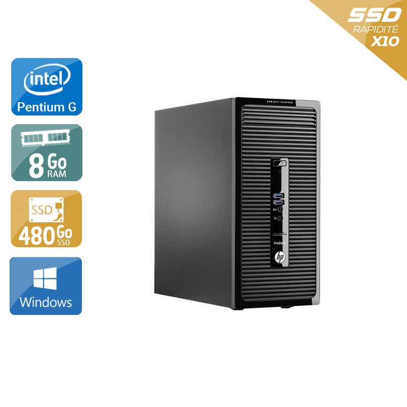 HP ProDesk 400 G2 Tower Pentium G Dual Core 8Go RAM 480Go SSD Windows 10