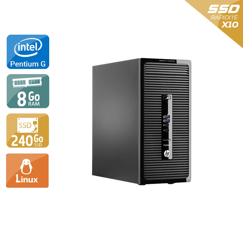 HP ProDesk 400 G2 Tower Pentium G Dual Core 8Go RAM 240Go SSD Linux