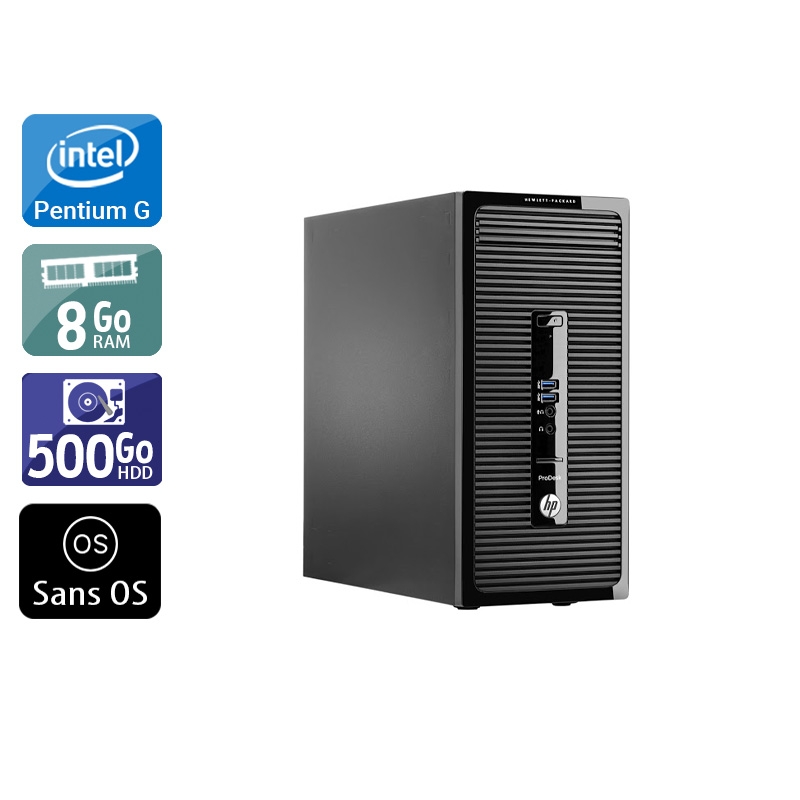 Acheter HP ProDesk 400 G2 Tower Pentium G Dual Core - 8Go RAM 500Go HDD Sans OS État correctOccasion certifiée reconditionnée Bon état - 165,83 € HP ProDesk 400 G2 Tower Pentium G Dual Core - 8Go RAM 500Go HDD Sans OS État correctOccasion certifiée reconditionnée Bon état - reconditionné disponible sur Kiatoo