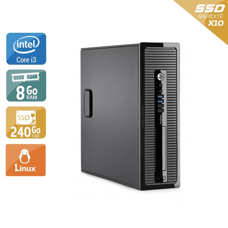 HP ProDesk 400 G2 SFF i3 - 8Go RAM 240Go SSD Linux  Bon étatOccasion certifiée reconditionnée Bon état -  reconditionné disponible sur Kiatoo