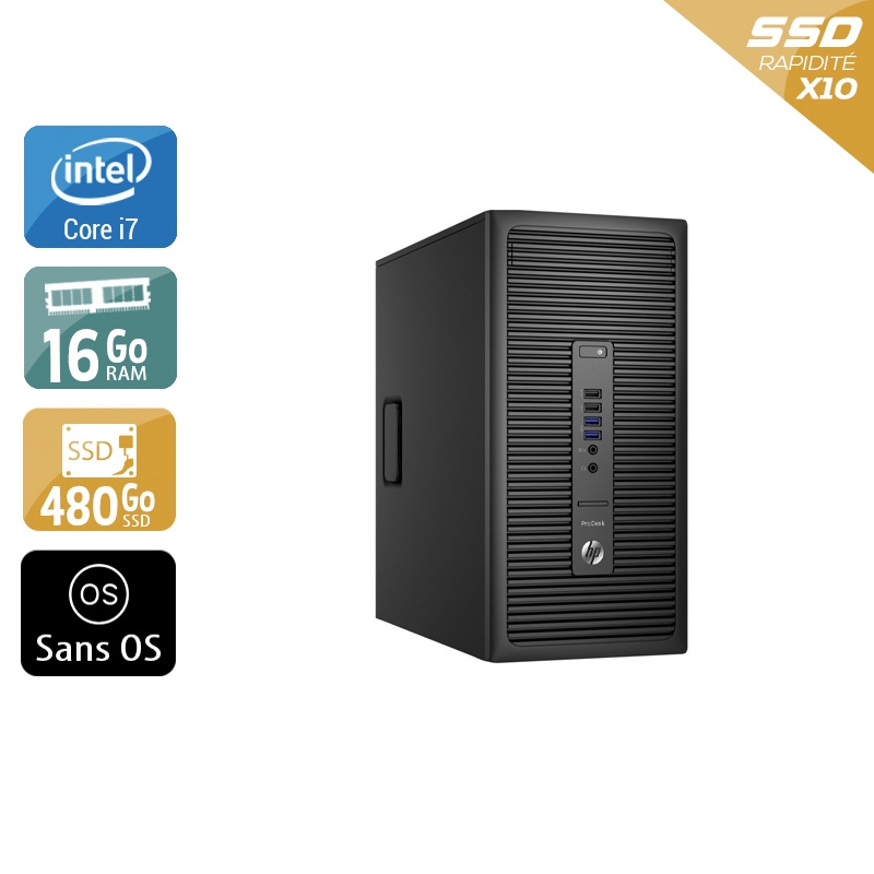 HP ProDesk 600 G2 Tower i7 Gen 6 16Go RAM 480Go SSD Sans OS