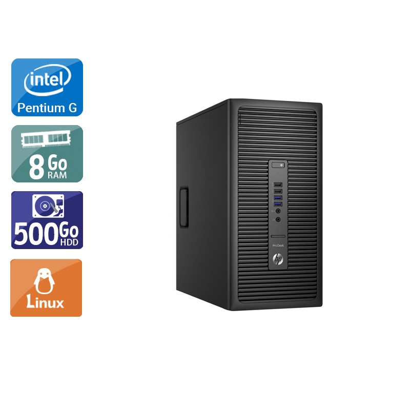 HP ProDesk 600 G2 Tower Pentium G Dual Core Gen 6 8Go RAM 500Go HDD Linux