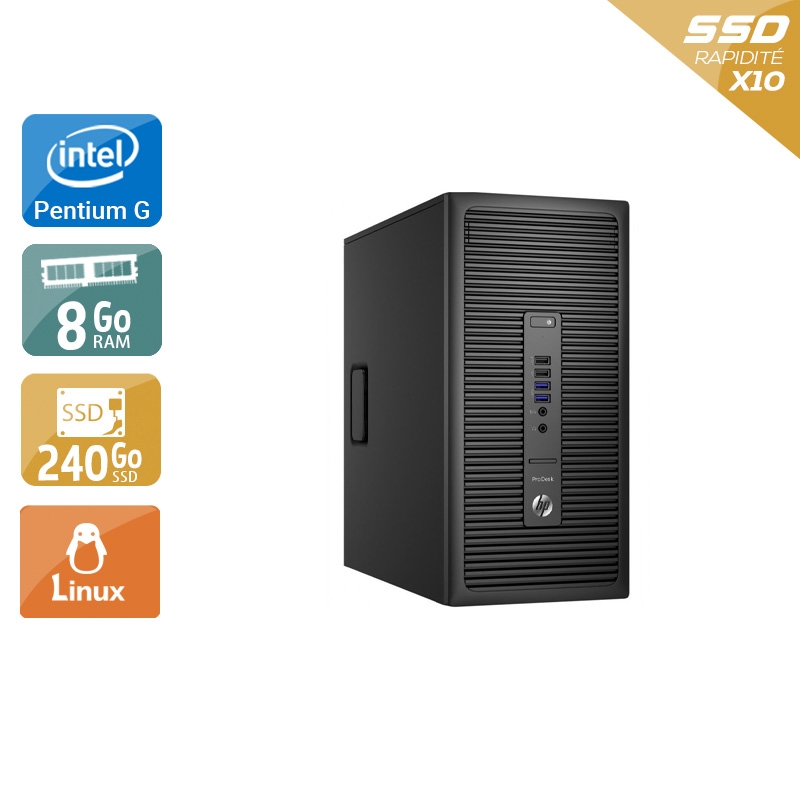 HP ProDesk 600 G2 Tower Pentium G Dual Core Gen 6 8Go RAM 240Go SSD Linux