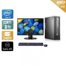 HP EliteDesk 800 G2 SFF i3 Gen 6 avec Écran 19 pouces 8Go RAM 240Go SSD Sans OS