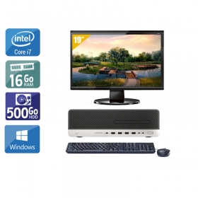 HP EliteDesk 800 G3 SFF i7 Gen 6 avec Écran 19 pouces 16Go RAM 500Go HDD Windows 10
