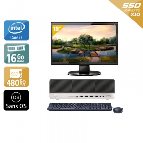 HP EliteDesk 800 G3 SFF i7 Gen 6 avec Écran 19 pouces 16Go RAM 480Go SSD Sans OS