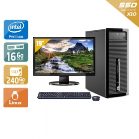 HP ProDesk 400 G1 Tower Pentium G Dual Core avec Écran 19 pouces 8Go RAM 240Go SSD Linux