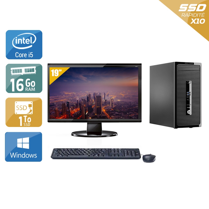 HP ProDesk 400 G2 Tower i5 + Écran - 19'' 16Go RAM 1To SSD Windows 10  Bon étatOccasion certifiée reconditionnée Bon état -  reconditionné disponible sur Kiatoo
