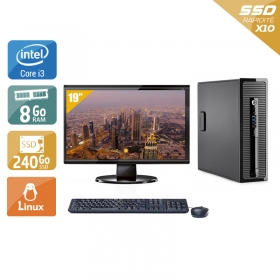 HP ProDesk 400 G2 SFF i3 avec Écran 19 pouces 8Go RAM 240Go SSD Linux