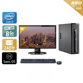 HP ProDesk 400 G2 SFF i3 avec Écran 19 pouces 8Go RAM 240Go SSD Sans OS