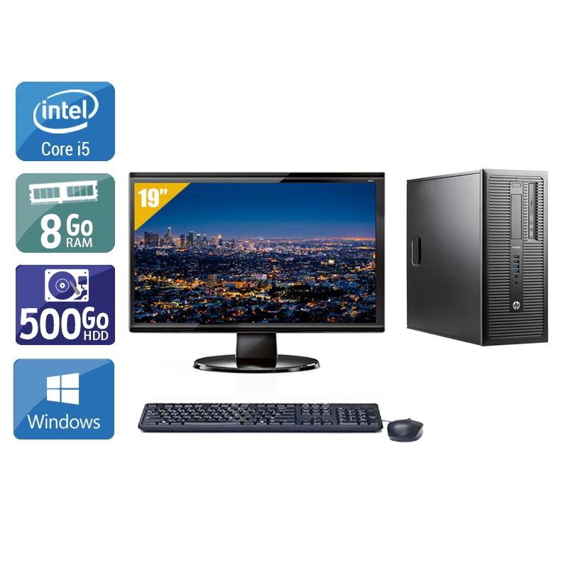 HP ProDesk 600 G1 Tower i5 avec Écran 19 pouces 8Go RAM 500Go HDD Windows 10