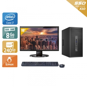 HP ProDesk 600 G2 Tower i7 Gen 6 avec Écran 19 pouces 8Go RAM 240Go SSD Linux