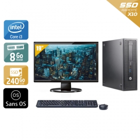 HP ProDesk 600 G2 SFF i3 Gen 6 avec Écran 19 pouces 8Go RAM 240Go SSD Sans OS