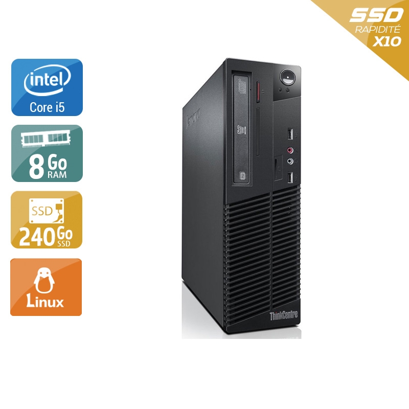 Lenovo ThinkCentre M81 SFF i5 - 8Go RAM 240Go SSD Linux  Très bon étatOccasion certifiée reconditionnée Bon état -  reconditionné disponible sur Kiatoo