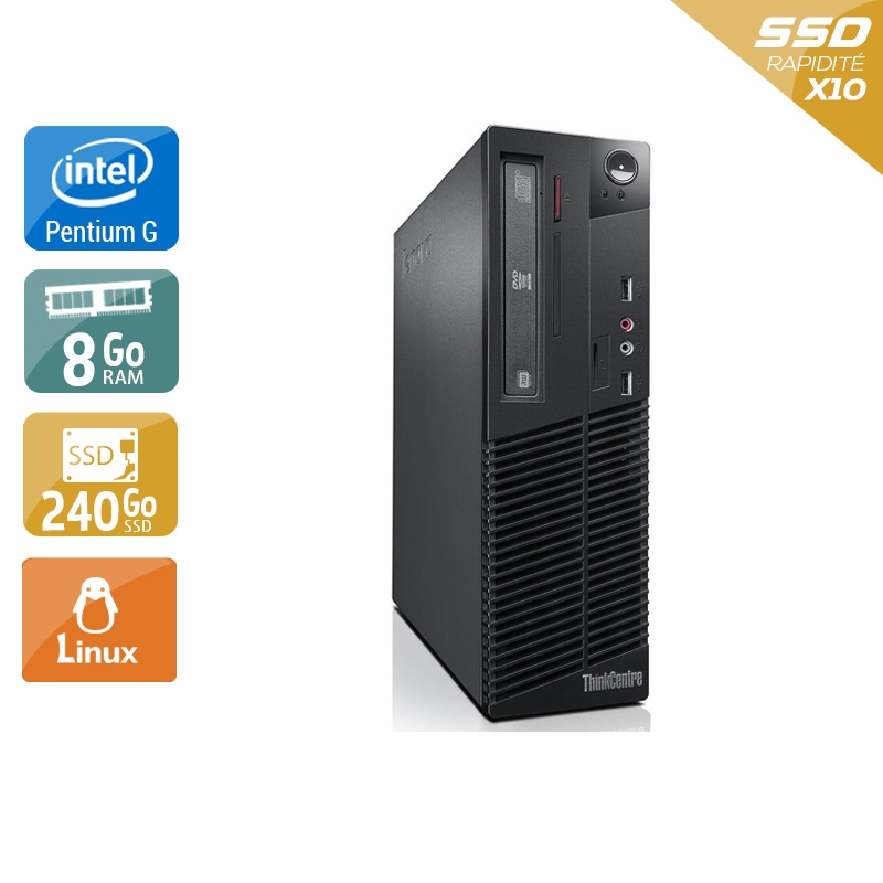 Lenovo ThinkCentre M81 SFF Pentium G Dual Core 8Go RAM 240Go SSD Linux