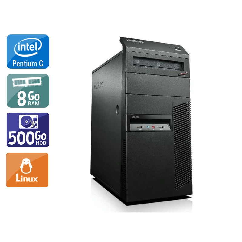 Lenovo ThinkCentre M81 Tower Pentium G Dual Core 8Go RAM 500Go HDD Linux