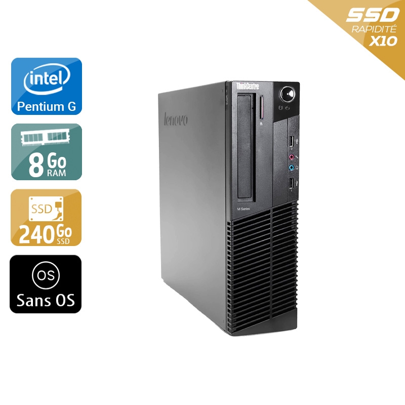 Lenovo ThinkCentre M82 SFF Pentium G Dual Core - 8Go RAM 240Go SSD Sans OS  Très bon étatOccasion certifiée reconditionnée Bon état -  reconditionné disponible sur Kiatoo