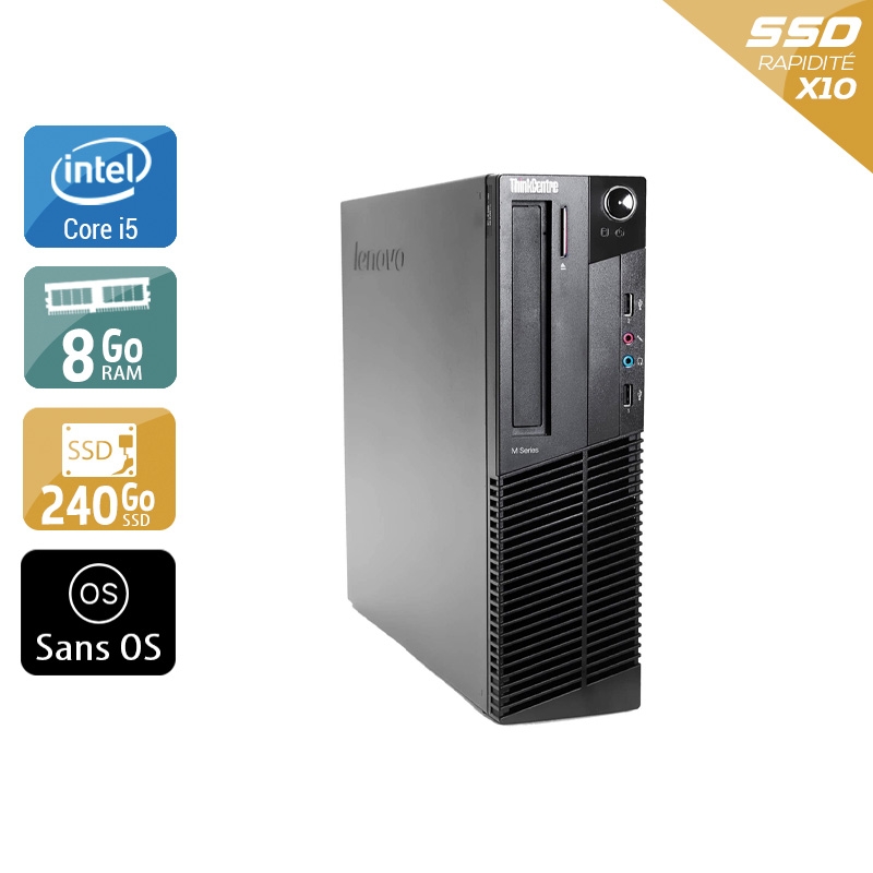 Acheter Lenovo ThinkCentre M90 SFF i5 - 8Go RAM 240Go SSD Sans OS Bon étatOccasion certifiée reconditionnée Bon état - 190,83 € Lenovo ThinkCentre M90 SFF i5 - 8Go RAM 240Go SSD Sans OS Bon étatOccasion certifiée reconditionnée Bon état - reconditionné disponible sur Kiatoo