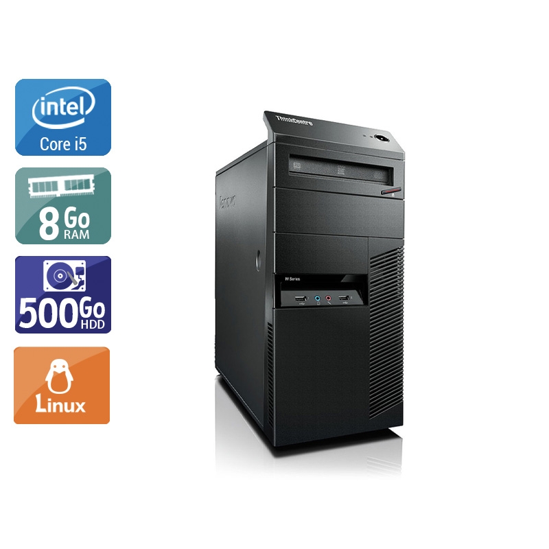 Lenovo ThinkCentre M90 Tower i5 - 8Go RAM 500Go HDD Linux  Très bon étatOccasion certifiée reconditionnée Bon état -  reconditionné disponible sur Kiatoo