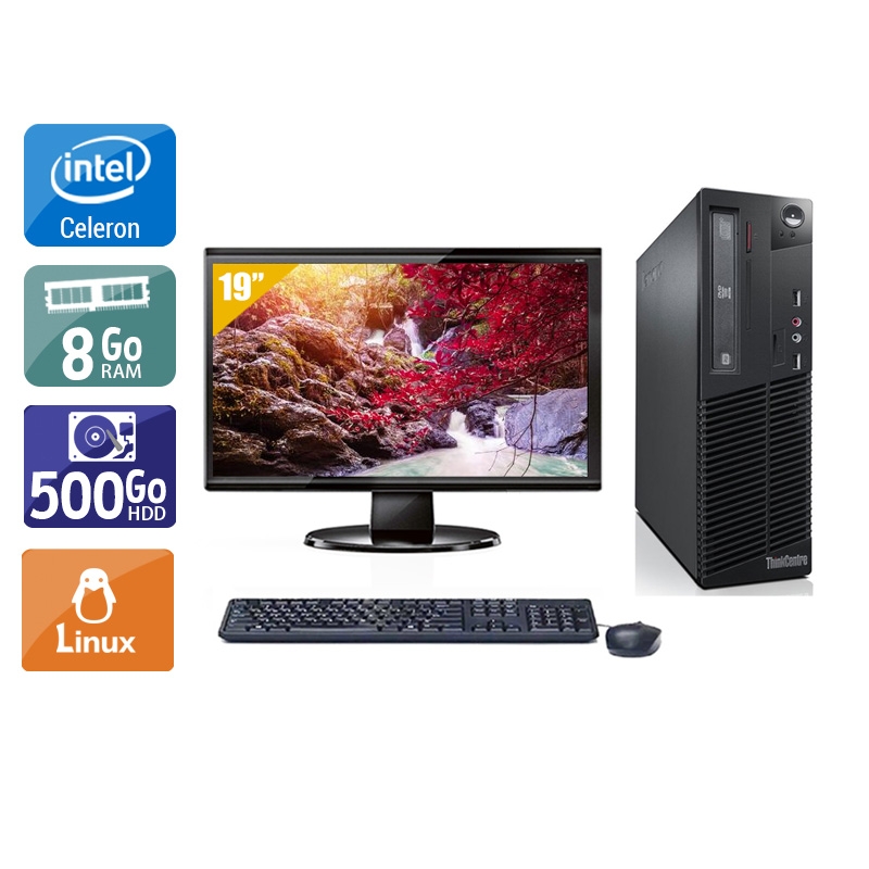 Lenovo ThinkCentre M73 SFF Celeron Dual Core + Écran - 19'' 8Go RAM 500Go HDD Linux  Bon étatOccasion certifiée reconditionnée Bon état -  reconditionné disponible sur Kiatoo