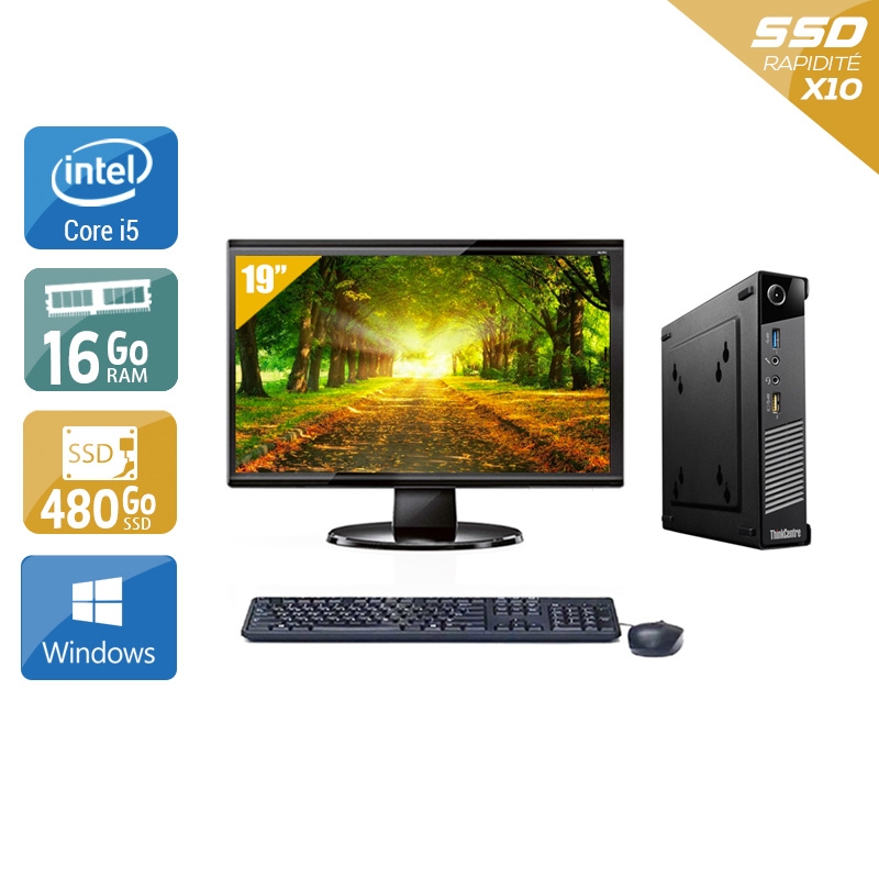 Acheter Lenovo ThinkCentre M73 Tiny i5 + Écran - 19'' 16Go RAM 480Go SSD Windows 10 Bon étatOccasion certifiée reconditionnée Bon état - 299,17 € Lenovo ThinkCentre M73 Tiny i5 + Écran - 19'' 16Go RAM 480Go SSD Windows 10 Bon étatOccasion certifiée reconditionnée Bon état - reconditionné disponible sur Kiatoo
