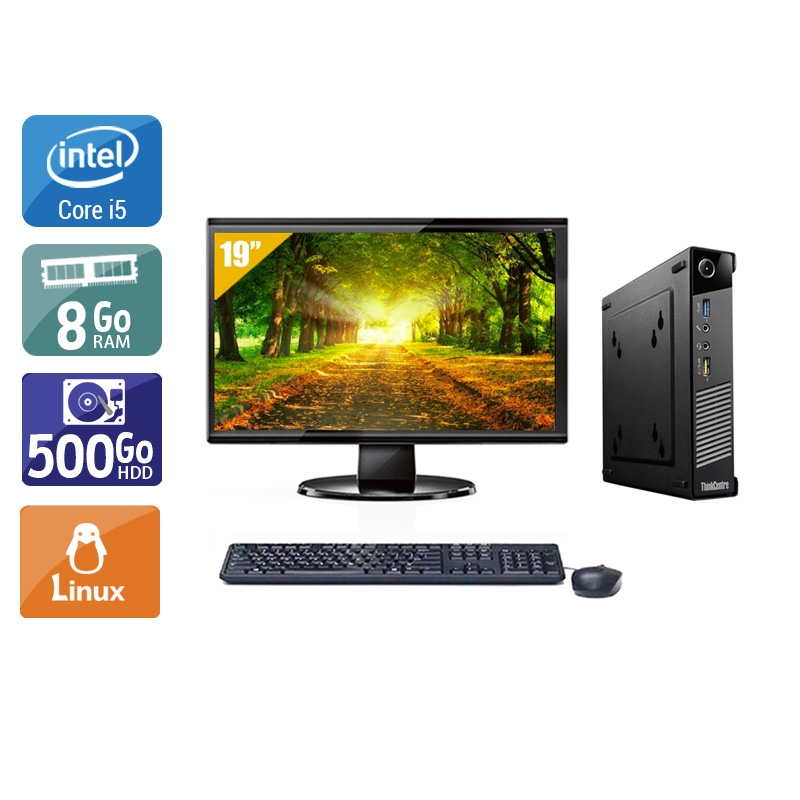 Lenovo ThinkCentre M73 Tiny i5 + Écran - 19'' 8Go RAM 500Go HDD Linux  Bon étatOccasion certifiée reconditionnée Bon état -  reconditionné disponible sur Kiatoo