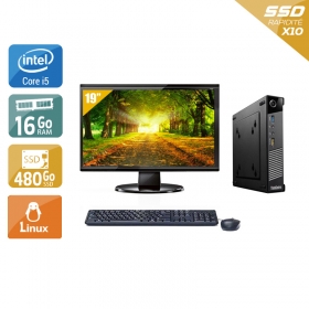 Lenovo ThinkCentre M73 Tiny i5 avec Écran 19 pouces 16Go RAM 480Go SSD Linux