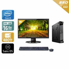 Lenovo ThinkCentre M73 Tiny i5 avec Écran 19 pouces 16Go RAM 480Go SSD Sans OS