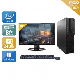 Lenovo ThinkCentre M800 SFF i3 Gen 6 avec Écran 19 pouces 8Go RAM 240Go SSD Windows 10