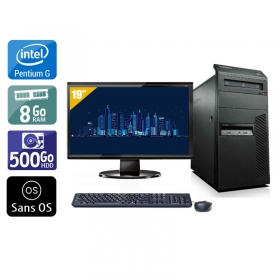 Lenovo ThinkCentre M81 Tower Pentium G Dual Core avec Écran 19 pouces 8Go RAM 500Go HDD Sans OS