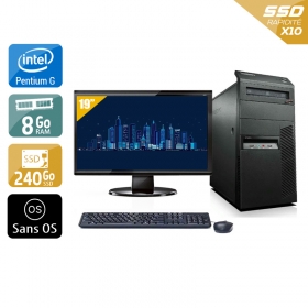 Lenovo ThinkCentre M81 Tower Pentium G Dual Core avec Écran 19 pouces 8Go RAM 240Go SSD Sans OS