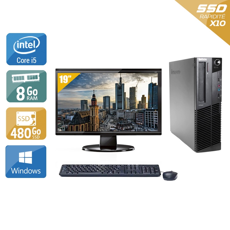Lenovo ThinkCentre M83 SFF i5 + Écran - 19'' 8Go RAM 480Go SSD Windows 10  Bon étatOccasion certifiée reconditionnée Bon état -  reconditionné disponible sur Kiatoo