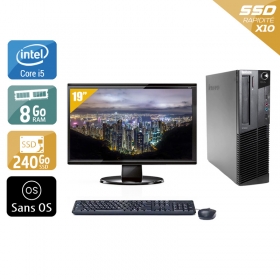 Lenovo ThinkCentre M90 SFF i5 avec Écran 19 pouces 8Go RAM 240Go SSD Sans OS