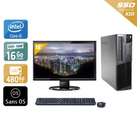 Lenovo ThinkCentre M90 SFF i5 avec Écran 19 pouces 16Go RAM 480Go SSD Sans OS